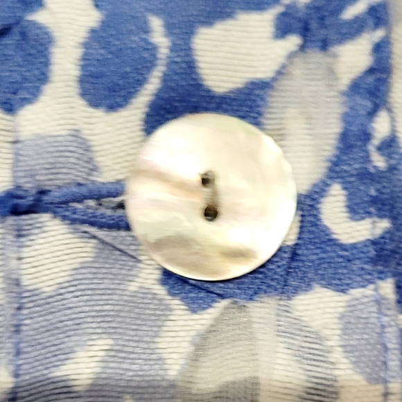 Ruby Rd Favorites Floral Sheer Button-Up Jacket Roll-Tab Sleeve Women’s 16P Blue - Picture 7 of 11